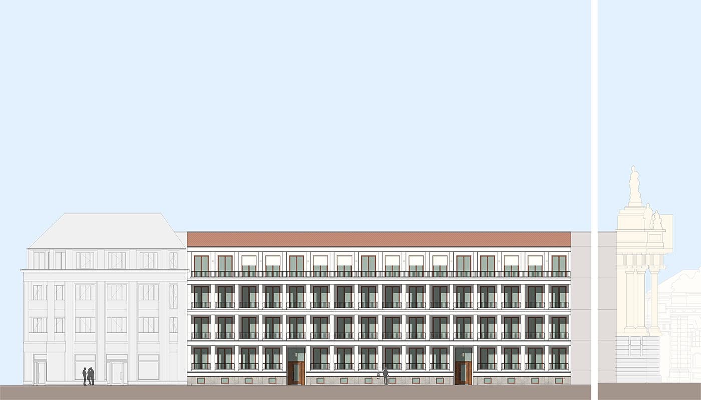 Grafik: Darstellung in der Zukunft wie die Hausfassade des Langen Stalls einmal aussehen soll.