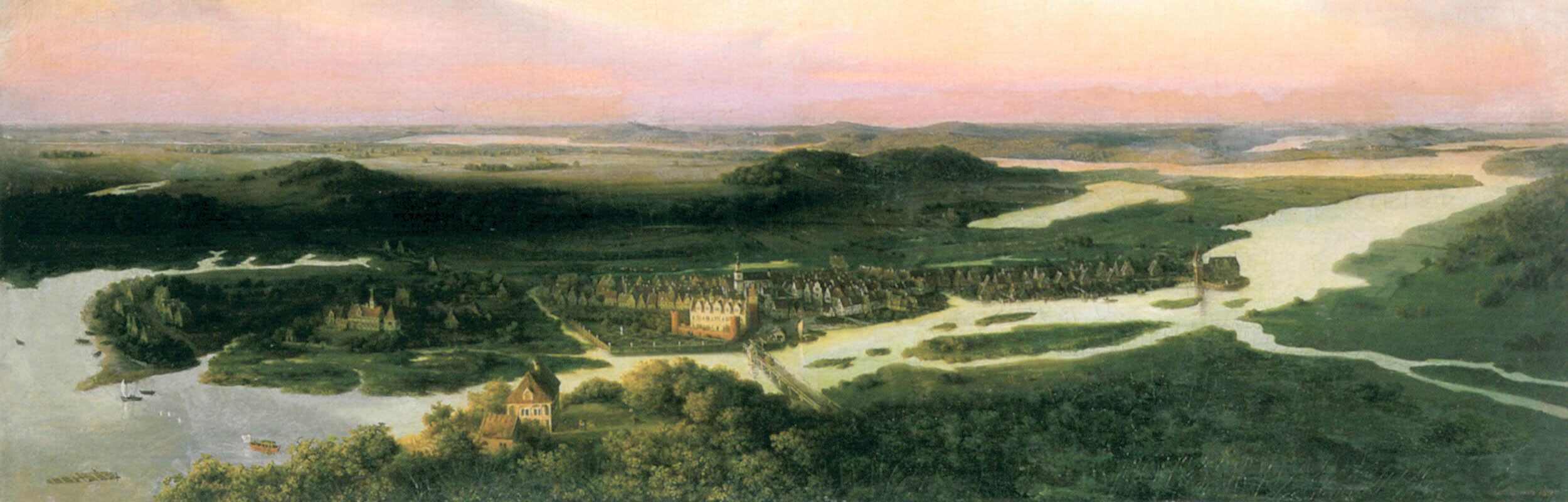 Abbildung eines Gemäldes von Potsdam aus dem 17. Jahrhundert.