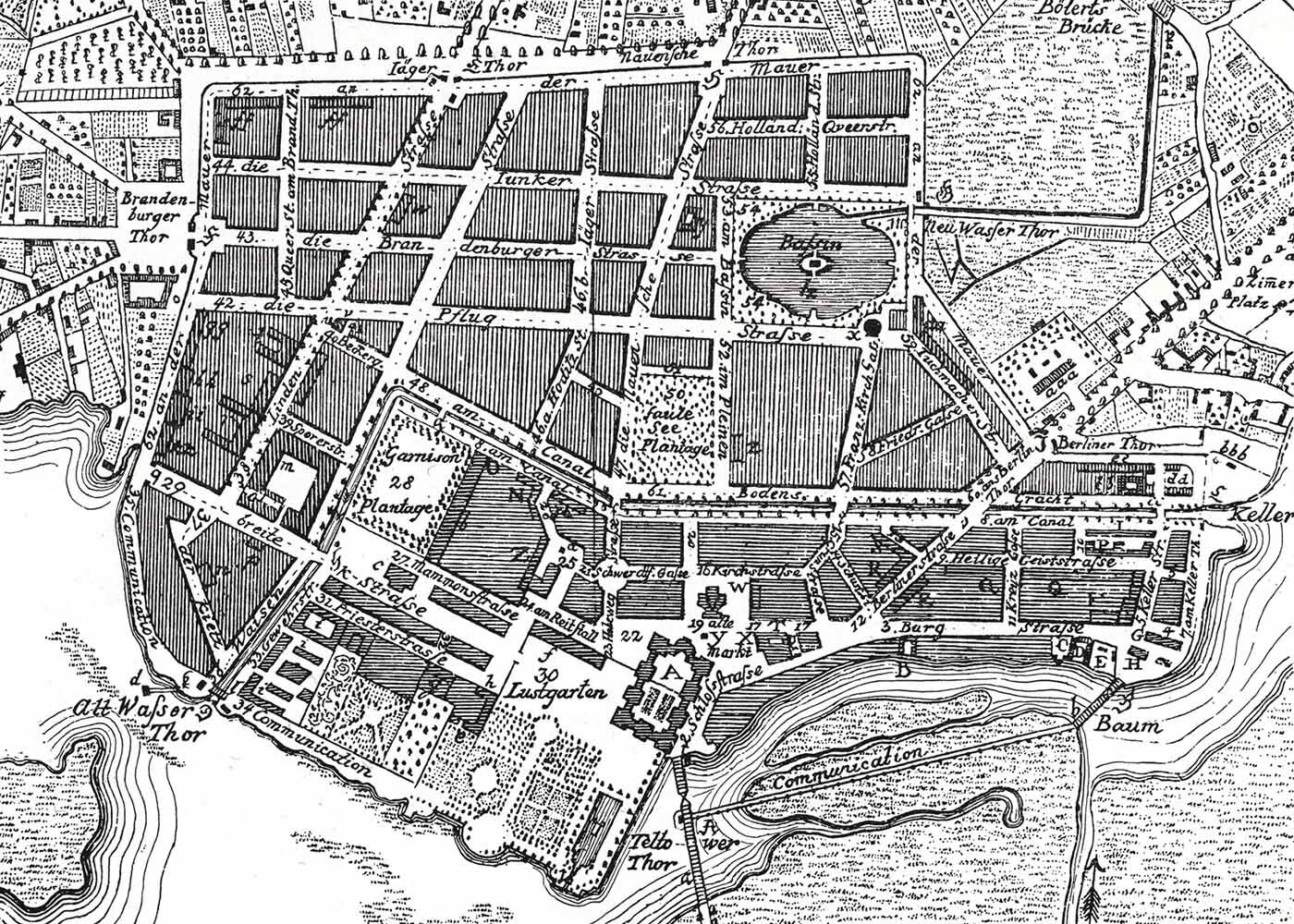 Stadtplan aus dem Jahr 1786 der königlichen Residenz-Stadt Potsdam.